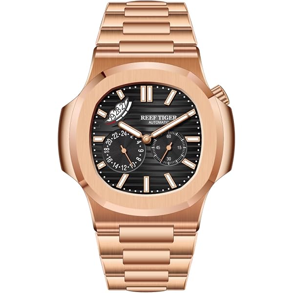 REEF TIGER Orologio da polso da uomo con lunetta in cristallo brillante