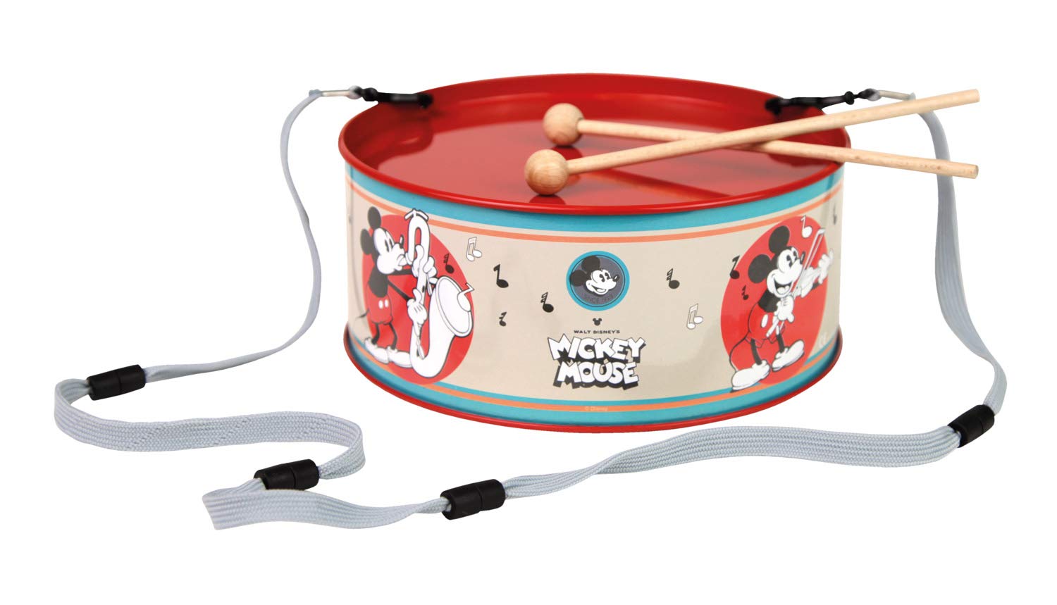 Lena 52635 Mickey Maus Mouse Tin Diameter 2 Mallets Children from 3 Years Percussion Musical Instrument Drum with Disney Motif, Colourful, Ø 20 cm