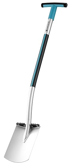 GARDENA Terraline Spaten: Gartenspaten mit Beschichtung zum Umgraben und Ausheben, mit Trittsteg und ergonomischem Stiel, T-Griff (3771-20)