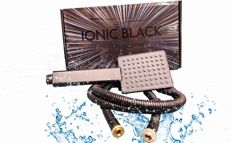 Black Shower Head with bathrrom Hose (1 Mode Large+ 150cm Shower Hose)