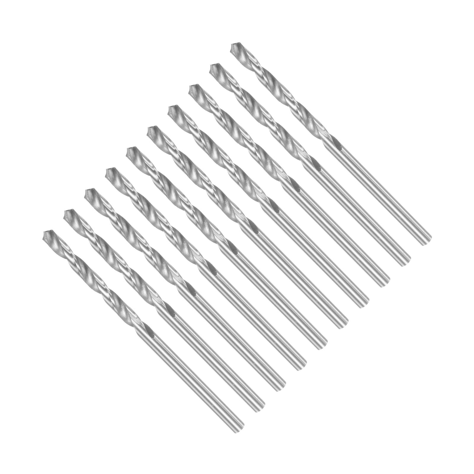 CoCud Twist Drill Bits, 2.95mm Cutting Diameter 0.12" Shank 60mm Length, High-Speed Steel Jobber Bit Set (Applications: for Metal Wood Plastic), 10-Pieces