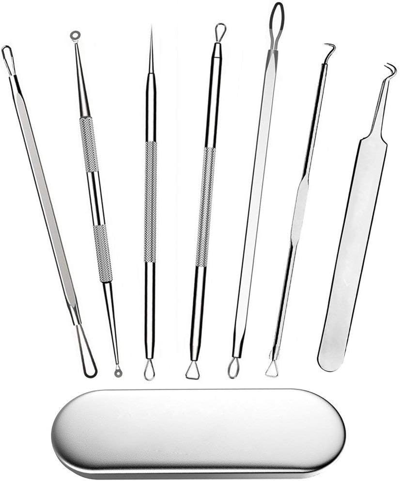 NEWSEE 7PCS Double-Ended Stainless Acne Needles Set Blackhead Remover Pimple Tool Acne Removal 7pc Kit Treatment for Blemish