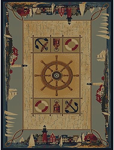 Westfield Home Ridgeland Alka Camel, Blue, Black, Green, Natural, and Burgundy Coastal Olefin Runner Rug (1'11 x 7'4)