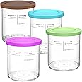 Replacement for Ninja Creami Deluxe Pints and Lids 4 Pack,Compatible with Ninja Creami 11-in-1 NC501 NC500 Series Deluxe Ice Cream Maker,24oz Deluxe XL Cups(Purple,Blue,Brown,Green)