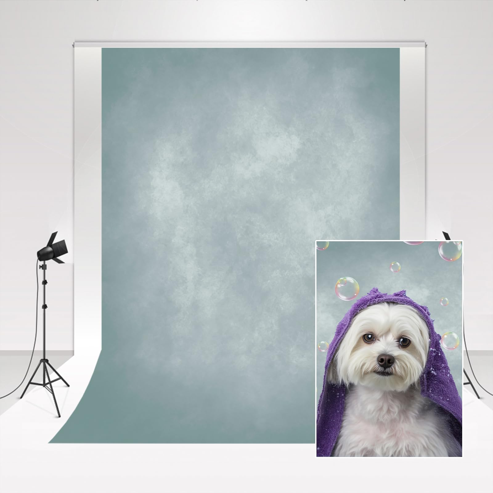 Kate Backdrop 1.5 * 2.2m/5 * 7ft Green and Cyan Photography Background with Classic Texture — image 1