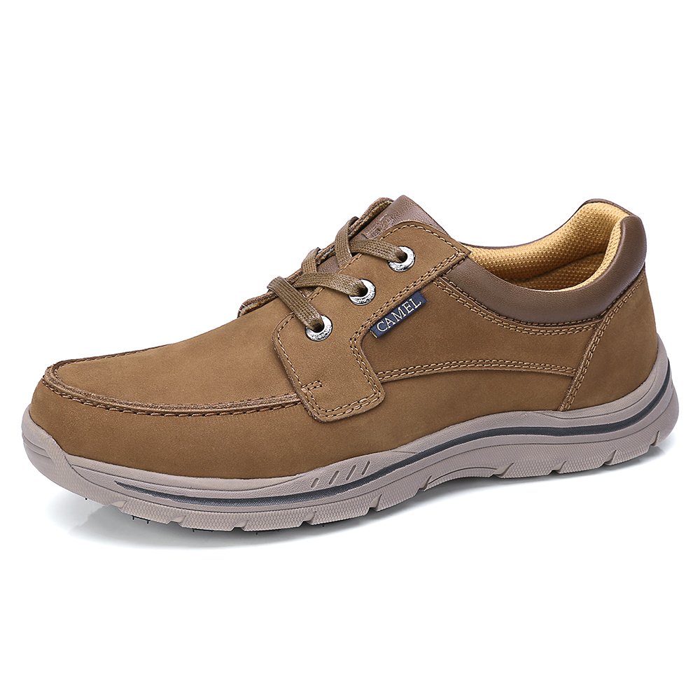 Camel Mens Casual Leather Fashion Sneakers Business Wide Lightweight Lace-up Oxford Shoes Walking Athletic