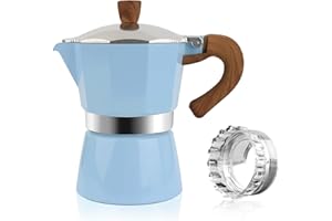ShanSon Moka Pot Stovetop Espresso Maker 3 Cup 5 oz Italian Coffee Maker Manual Cuban Coffee Percolator Machine Italian Espresso Greca Coffee Maker for Cappuccino or Latte,Blue