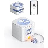 28-Day(1X) Automatic Pill Dispenser (Expandable Tray) &ndash; App &amp; On-Device Setup by Family, LCD Display, Digital Lock, Sound &amp; Light Alerts- Safe Medication Organizer for Dementia Seniors(2-Tray, White)