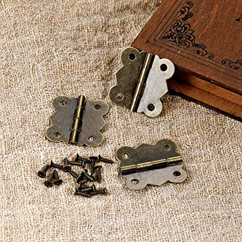 PGMJ Jewelry Box Hardware 40 Pieces 1 inch Hinges Antique Small