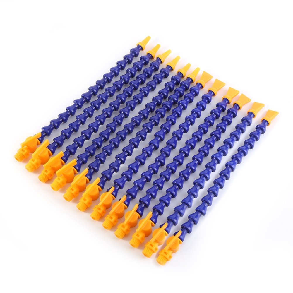 1/4" PT Water Oil Coolant Pipe Hose, 12pcs Round Flat nose Lathe CNC Machine Flexible Round Nozzle Water Oil Coolant Pipe Hose Cooling Tube with Switch