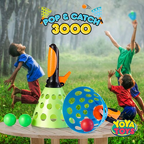 YoYa Toys Pop & Catch Launcher Basket With 3 Balls | For Girls, Boys, Adults, Indoors & Outdoors | Promote Fine Motor Skills, Improve Kinesthetic Learning & Hand To Eye Coordination | In A Carry Bag