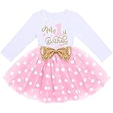 ODASDO Baby Girls Toddler Kids 1st / 2nd / 3rd Birthday Party Long Sleeve Tutu Tulle Bowknot Princess Dresses
