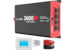 OLTEANP 3000 Watt Power Inverter 12V DC to 110V AC Car Inverter with 4 AC Outlets, 30W Type-C Port, 3.1A USB Port, Remote Controller on LCD Screen, Power Converter for Truck, Home, Vehicles,Trip