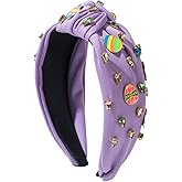 SeBneny Easter Egg Headbands for Women Jeweled Knotted Headband Rhinestone Crystal Embellished Headband Wide Top Knot Fashion Hairband Easter Hair Accessories