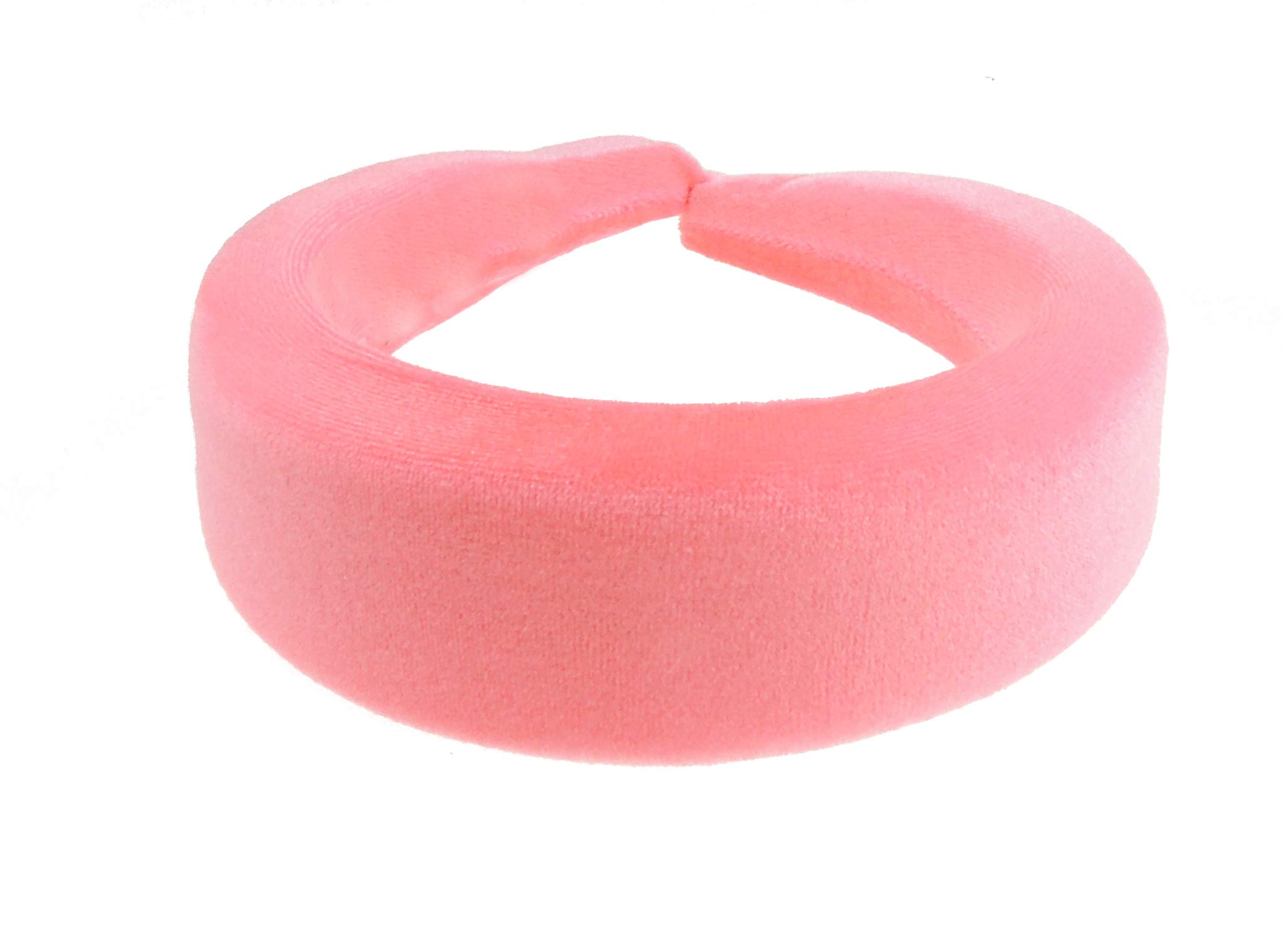Womens Puffy Occasion Wedding Bridal Party Birthday Christmas Evening Wide 4cm Thick High Bump Padded Velvet Velour Hair Hairband Accessories Headband Alice Band (Neon Pink)
