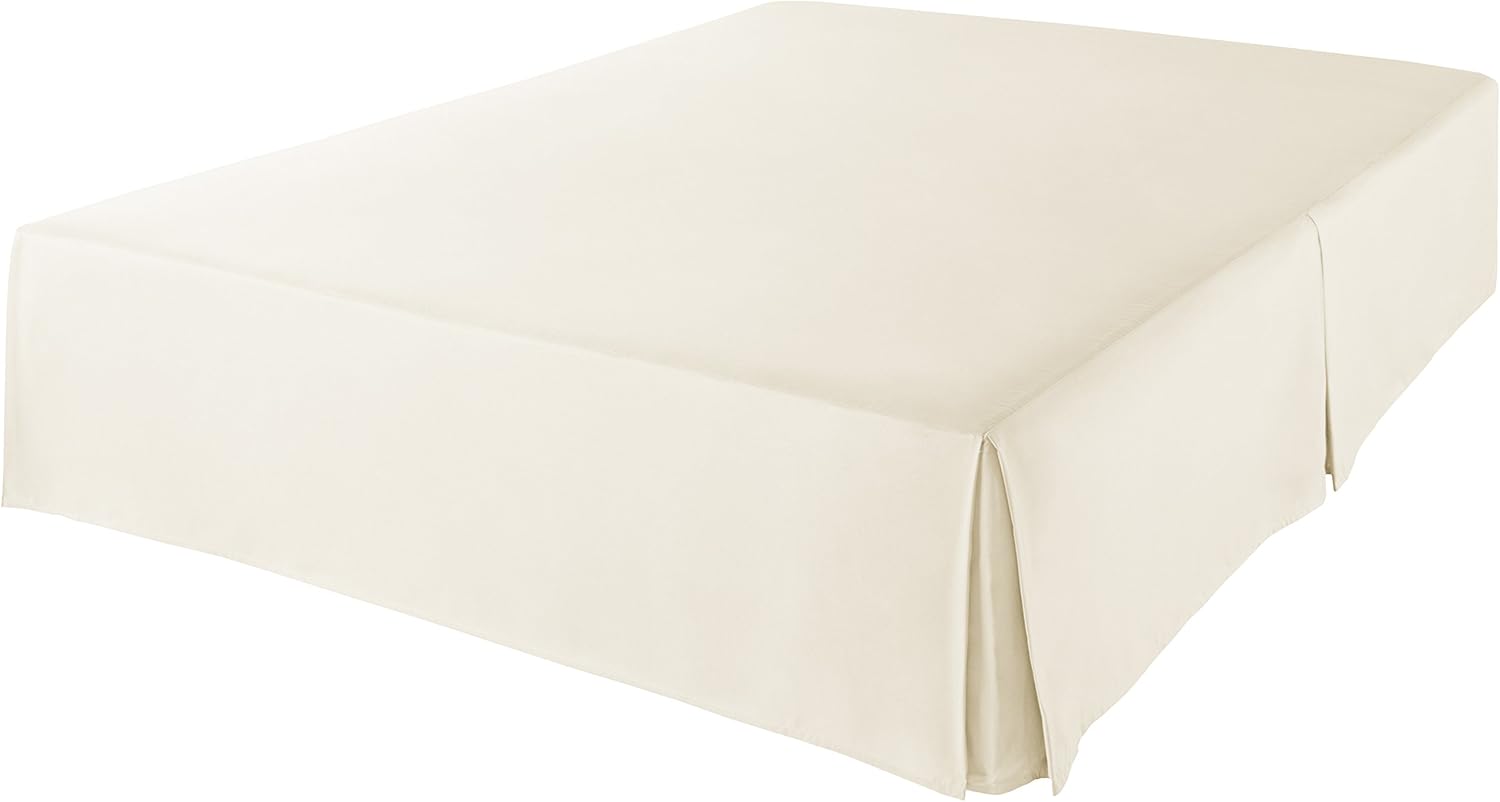  Basics Pleated Bed Skirt - Queen, Beige: Home & Kitchen