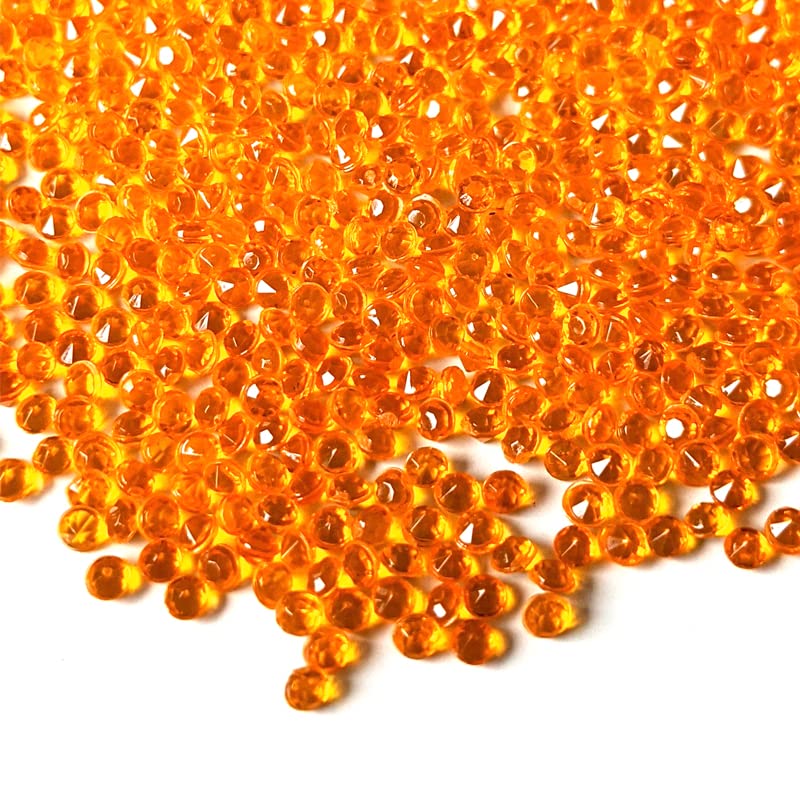 10,000 Scatter Crystals Wedding Rhinestone 2.5mm Gem Beads Diamante Acrylic Stones Table Confetti Centrepiece Decorations Decor Prom Event (Amber Orange)