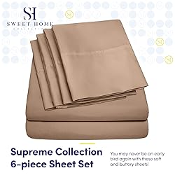 Queen Sheets Taupe - 6 Piece 1500 Supreme