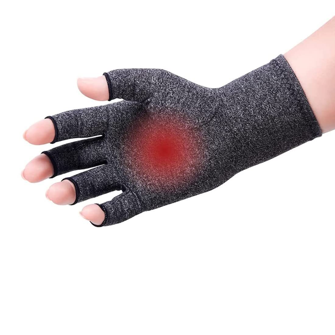 1 Pair of Arthritis Fingerless Gloves Rheumatoid Osteoarthritis Gloves Compression Gaming Hand Therapy Raynaud Syndrome Computer Gloves Hand Warmers Anti-Arthritis (Grau)