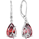 Blaniy Teardrop Dangle Drop Earrings for Women 925 Sterling Silver Butterfly Leverback Earring with Birthstone Jewelry Gifts for Her