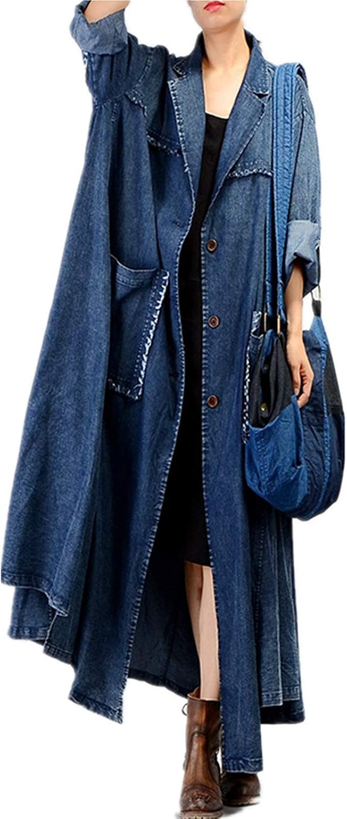 maxi distressed denim jacket