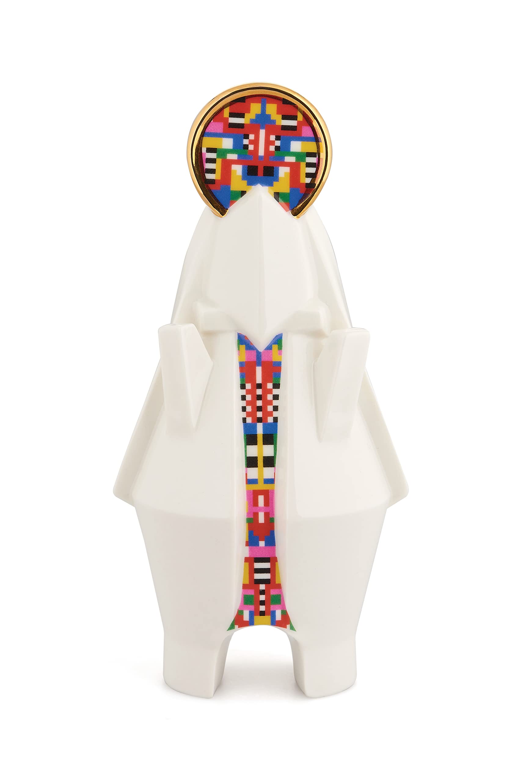Elena Salmistraro Alessi Mary ESA05 2 - Madonna Figurine for Nativity Scene in Porcelain with Hand Applied Decals and 24 Carat Gold Details, Multicolored