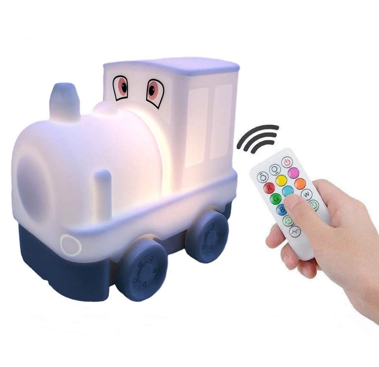 Tekemai Kids Night Light, USB Rechargeable, 9 Color-Changing, Eye-Caring, Remote & Touch Control, Adjustable Brightness, Girl & Boy Gift - Train