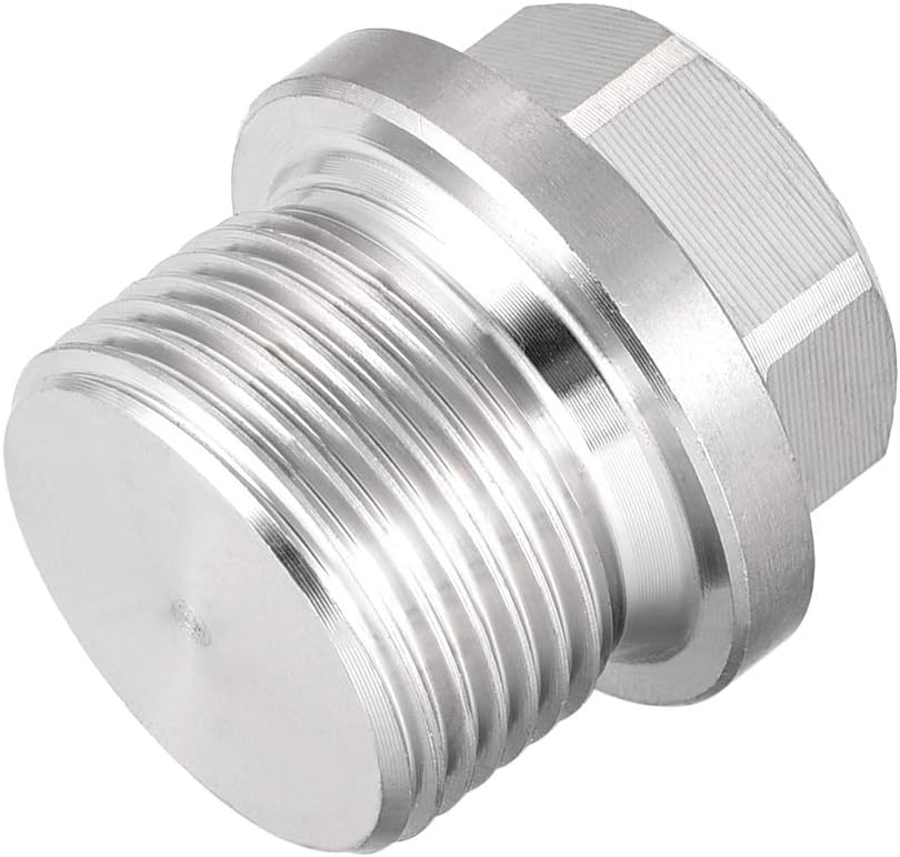 sourcing map M22 X 1.5 Male Outer Hex Head Plug - 304 Stainless Steel Solid Thread Corrosion Resistant Bung Plug Pipe Fitting