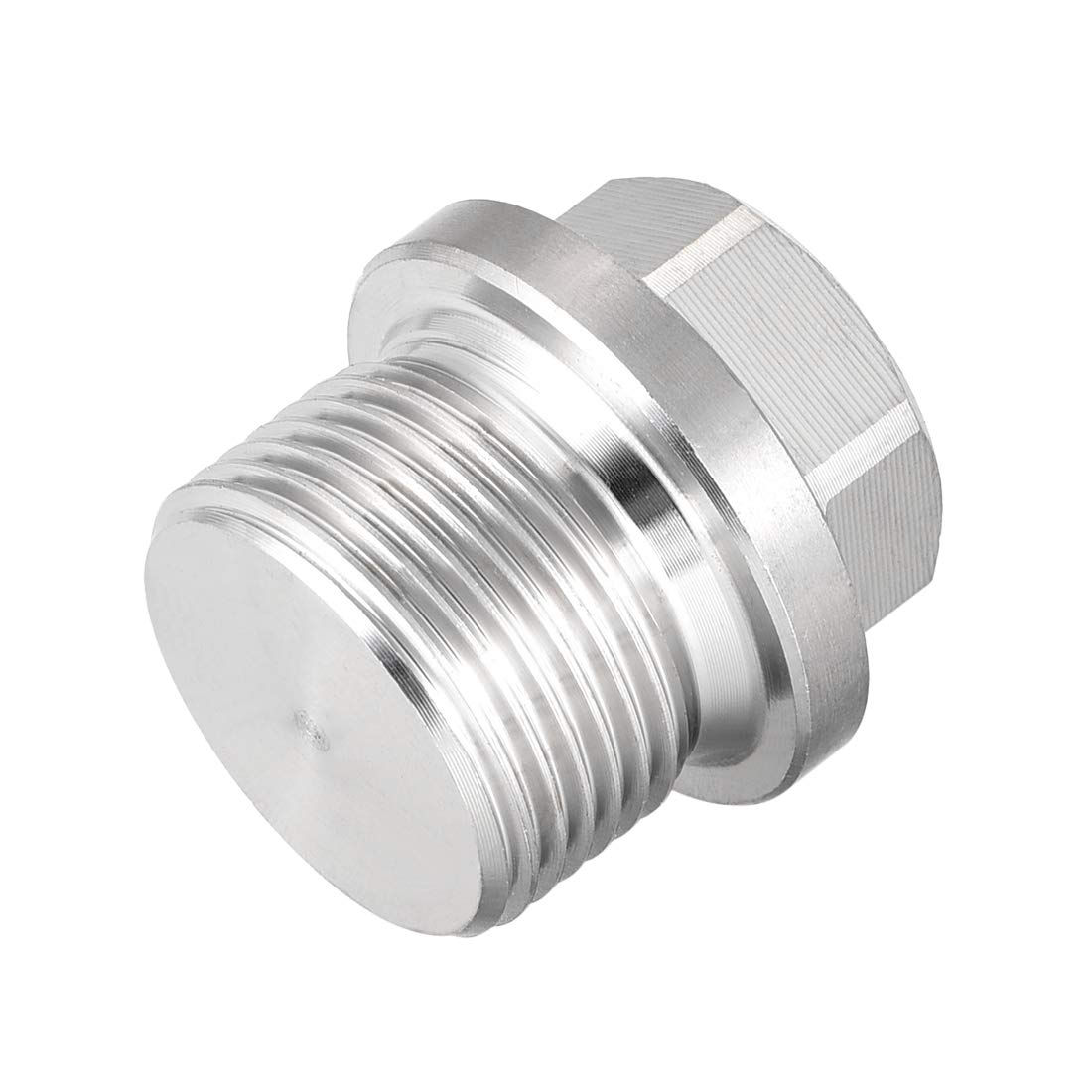 sourcing map M22 X 1.5 Male Outer Hex Head Plug - 304 Stainless Steel Solid Thread Corrosion Resistant Bung Plug Pipe Fitting
