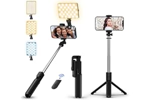 Youlisn Selfie Light with 3 in 1 Bluetooth Tripod, Selfie Stick Tripod with Light, Detachable Wireless Remote & Stable Stand,