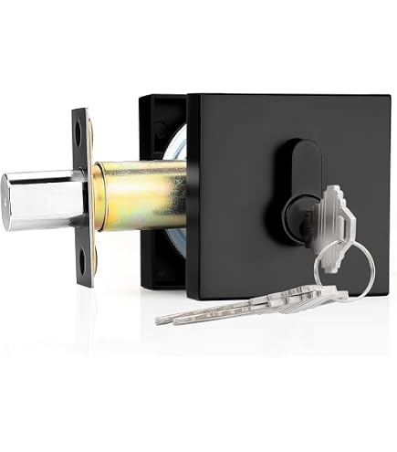 SNBTLA Matte Black Square Deadbolt Lock - Single Cylinder Keyed Entry With Thumb Turn, Adjustable Latch - View #7