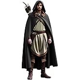 PWQMGY Cloak with Hood Men - Medieval Renaissance Hooded Cloak, Cape with Clasp for Halloween Cosplay Costume