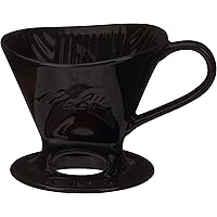 Melitta 1 Cup Porcelain Pour-Over Cone Coffeemaker, Glossy Black