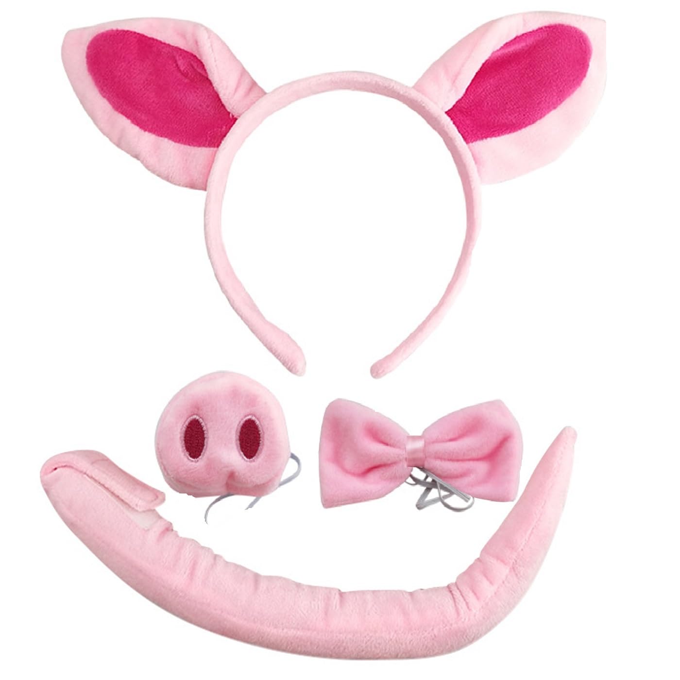 AWAVM Pig Costume Set - Ears, Tail, Nose, and Bow Tie Pink Fancy Dress Kit Accessories for Kids Halloween Party, Celebrations, Costume Parties, Dress Up Play