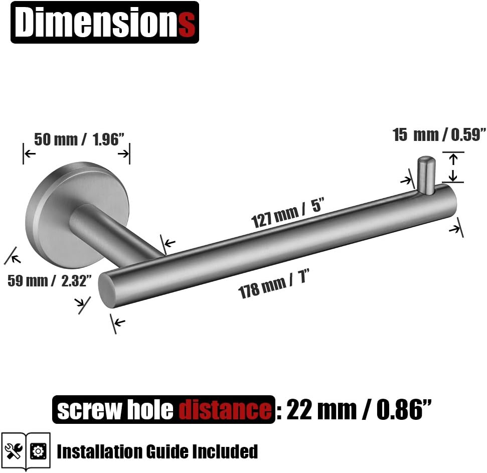 JQK Toilet Paper Holder, 5 Inch 304 Stainless Steel Tissue Paper Dispenser for Bathroom, Hold Mega Rolls, Brushed Nickel Wall Mount - - 