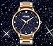 IK Colouring Women Quartz Watch, Rhinestone Starry Sky Dial Ladies Wrist Watches Mesh Band Watch (Rose Gold)