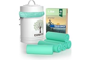 AYOTEE 100% Biodegradable Trash Bags, Small Compost Bags 1.2 Gal, Small Trash Bags Compostable Bags for Kitchen Compost Bin Countertop Meeting ASTM Standards Certified 125 Count