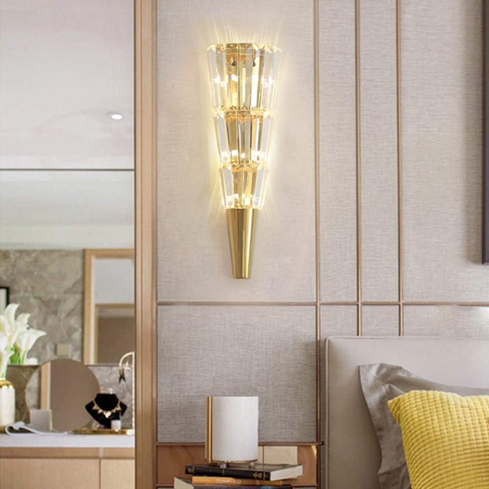 Modern Minimalist Luxury Crystal Wall Lamp Hotel Lobby Villa Living, Bedside Lamp TV Background Wall Bathroom Mirror Front Wall Lamp 14x42cmStrong Light Transmission Great