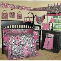 Unique Crib Bedding Custom Baby Girl Boutique - (Brown) Pink Zebra 13 PCS Crib Bedding