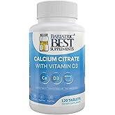 Bariatric Calcium Citrate with Vitamin D3-600mg Calcium per Serving, 120 Tablets, Essential for Post-Bariatric Surgery, Formulated per ASMBS Guidelines for Bypass & Sleeve Patients