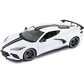 2020 Corvette Stingray C8 Coupe w/High Wing, White - 31455WT - 1/18 Scale Diecast Model Car