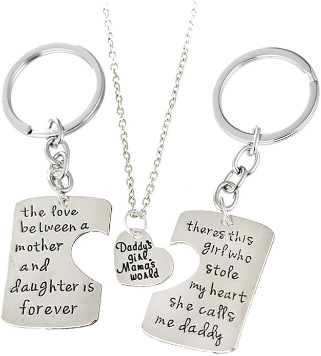 mom dad daughter keychain