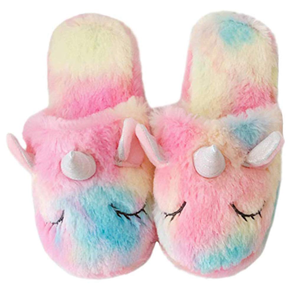 Women\'s Unicorn Slippers Animal Cute Fluffy Indoor Memory Foam Open Back Funny Home