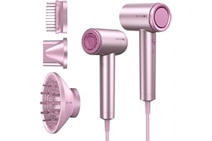 SKYMOON Hair Dryer with Diffuser and Comb, 1400W Powerful High Speed Ionic Blow Dryer, 110,000RPM Fast Drying, 4 Temps & 3 Speeds Hair Dryer for Home & Travel, Rose Pink