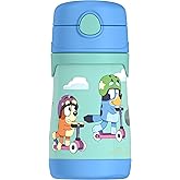 Thermos Baby 10 oz. Stainless Steel Bottle with pop-up straw, Bluey