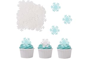 YOCITY 50PCS Edible Snowflakes for Cake Decorating Edible Christmas Cake Decorations Wafer Paper Snowflake Sprinkles Cupcake Toppers for Christmas Winter Holiday Frozen Theme Party Supplies （Blue+White mix）