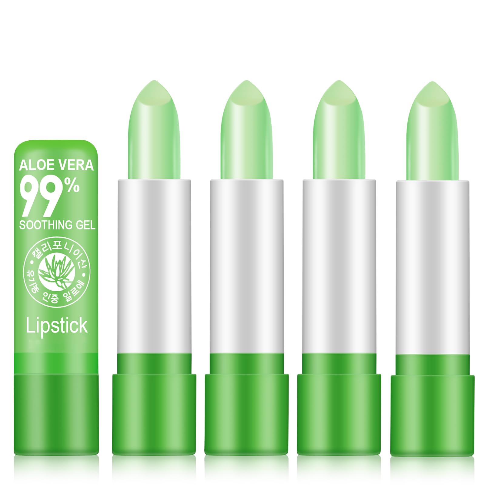 SUNDEER 5 Packs Aloe Vera Lipstick, Magic Temperature Color Change Lipstick Lip Blam, Long Lasting Nutritious Lips Makeup Aloe Vera Lip Gloss Set