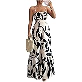 BEAUDRM Women's Y2K Boho Maxi Dress Cut Out Backless Dress Flowy Ruffle Spaghetti Strap Beach Vacation Sundress