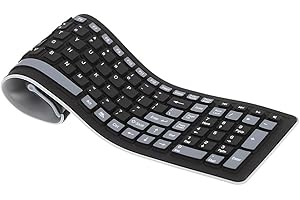 2 4GHz Wireless Roll Up Soft Silicone Keyboard Water Washable Portable with USB Receiver for PC Tablet Laptop