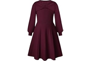 GRACE KARIN Girls Sweater Dress Bow Collar Pleated Skirt 6-14Y Back to School Outfit Knit Fall Winter Dress